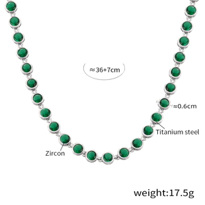 Collar de Acero de Titanio con Circonita Roja de la Mejor Calidad, 36+7cm, Joyería de Moda para Mujer, 17.5g - Product Image 3