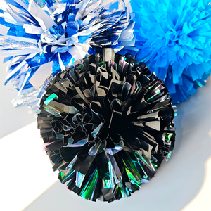 Pompons de cheerleading métalliques personnalisés en gros pour fabricants, pompons holographiques néon scintillants pour équipes scolaires et équipes All-Star - Product Image 4