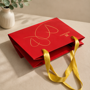 Red <b>Ribbon</b> Handle Paper Gift Bag Luxury Shopping Packaging Bag for Jewelry Watch Boutique <b>Wedding</b> Retail - Product Image 5