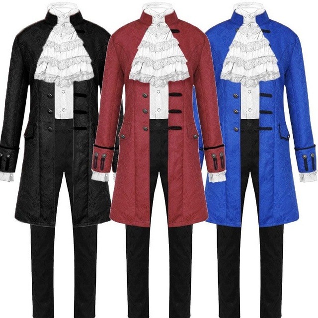 Men's Medieval Style Long Coat Jacket Vintage Outfit Set
