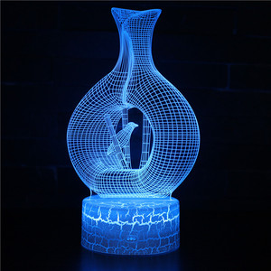 Búhos de luz nocturna 3D, águilas y pájaros cantores LED de 7 colores con control táctil Base de grietas Acrílico Festival creativo Regalo - Product Image 4