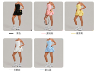 Shorts de sport athlétiques pour femme avec logo personnalisé sur le devant, bretelles spaghetti, dos croisé, ourlet bouffant, longueur genou, pour le tennis et le golf