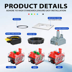 LA36A-MD 22MM Interruptor de botón pulsador tipo hongo iluminado rojo 12V AC DC 24V 1NO 1NC Control de arranque/parada 10A Potencia YIJIA - Product Image 3