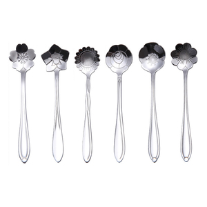 Ensemble de cuillères à thé de luxe créatives, cuillères à <span class=keywords><strong>glace</strong></span> gravées, plaquées or, mignonnes, forme de fleur de rose, cuillère à café en acier inoxydable - Product Image 6