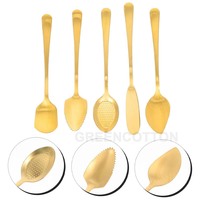 Cuillère à dessert en acier inoxydable 304 avec logo personnalisé, finition dorée mate, cuillère multifonctionnelle pour café et gâteau, vaisselle durable