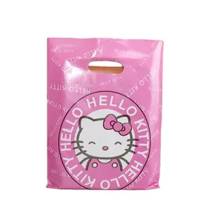 18*23 ready to ship Logo pink Printing compostable die cut plastic shopping bag opaque plastic bags