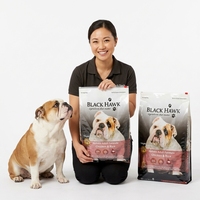 Sachet à soufflet latéral avec fermeture éclair supérieure, emballage barrière haute qualité de qualité alimentaire pour sachet de friandises pour chien, pour aliments pour chien Black Hawk 10kg