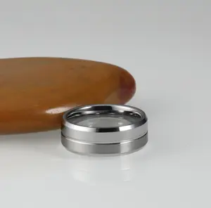 Fede nuziale in carburo di tungsteno anello 6mm argento spazzolato mens gioielli size6 a size14