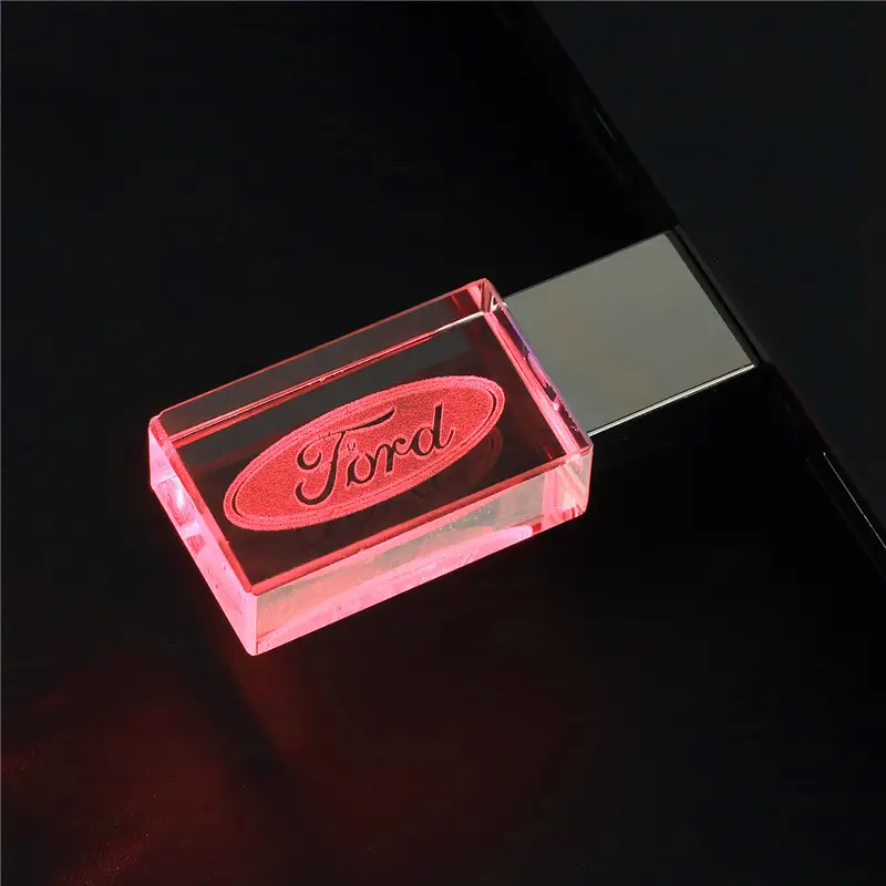 Logo di cristallo auto USB Flash Drive 32GB libero LOGO personalizzato Volume di vendita personalizzato con disegni Pen Drive Memory Stick U disco 16GB