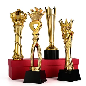 JY Best Selling Customized Number Trophy Crystal Sports Gold Trophy Resin Award