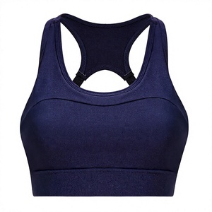 Wire-Free Sports Bra Women <b>Navy</b> Blue Supportive Workout Bra Seamless Comfortable Fitness <b>Top</b> - Product Image 1