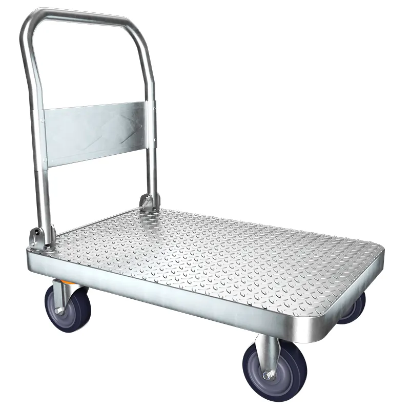 Magazijn 900Mm * 600Mm Maat 450Kg Zware Handtrolley Koudgewalst Stalen Platform Trolley Flatbed Handtruck Trolley