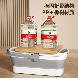 Cubo de fregona plegable de gran capacidad, rectangular, con plato deslizante para fregar, para limpieza de suelos, uso doméstico - Product Image 5