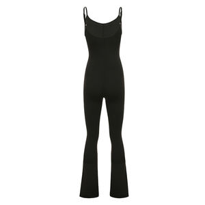 Wholesale One Piece Rib Bodycon Jumpsuit for <b>Women</b> Backless <b>Romper</b> with Breathable Solid Pattern Skinny Fit - Product Image 5