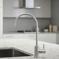 Robinet de cuisine à tirette en acier inoxydable brossé à capteur tactile à poignée unique de style classique moderne Vancit GZ5064 MCBKRPDIO