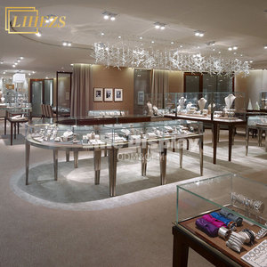 Illuminazione a LED a curva rotonda in vetro temperato vetrina espositore per gioielli - Product Image 1