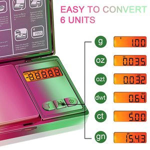200/300g एक्स 0.01g डिजिटल ग्राम जेब पैमाने अद्वितीय रंगीन डिजाइन के साथ जड़ी बूटी पाउडर सिक्के गहने पैमाने 6 इकाइयों बैटरी शामिल - Product Image 5