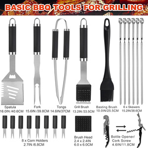 Juego de Accesorios para Barbacoa, 22 Piezas, de Acero Inoxidable, para Parrilla al Aire Libre, con Estuche de Aluminio Negro - Product Image 2