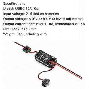 Hobbywing-Module BEC <span class=keywords><strong>10A</strong></span> <span class=keywords><strong>UBEC</strong></span> 2-6S 6V/ 7.4V/ 8.4V tension réglable avec coque en métal pour voitures RC - Product Image 3