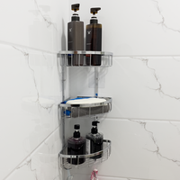 Idesign Panier de Douche Durable en Acier Inoxydable Blanc à Fixation par Ventouses pour Shampoing, à Accrocher à la Porte