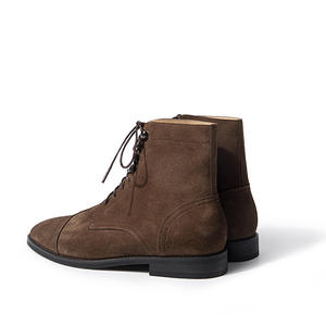 <b>Top</b> Cow Suede Leather Ankle Boots Men Booties High Boots Formal Man Business Brogue <b>Italian</b> Style Big Size Shoes Factory - Product Image 5