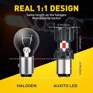 Ampoule LED de voiture rouge AUXITO 1157 P21W BAY15D 12V 24V, clignotant, frein, marche arrière, sans erreur, compatible Canbus, sans hyper clignotement - Product Image 3