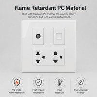 Placa de Pared Multifunción Kolani de 120 mm Cuadrados, Módulo Triple, TV + Teléfono + Enchufe Universal de Seis Orificios, Panel de PC Blanco Brillante