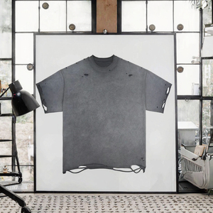 เสื้อยืดเฮนลีย์แขนสั้นสีฟ้าอ่อนสำหรับผู้ชาย ทรงปกติ ระบายอากาศได้ดี ผ้าฝ้ายถักน้ำหนัก 200 กรัม สไตล์ลำลอง คอทรงโอ - Product Image 3