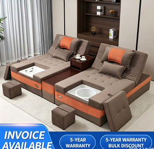Fauteuil de pédicure commercial convertible en canapé-lit avec bassin, siège rembourré pour salon avec ottoman pour spa et studio de manucure - Product Image 1