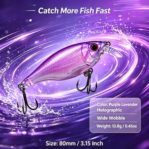 Señuelo de Pesca de Agua Media, Color Rosa Blanco, 80 mm, 12.8 g, Hundimiento Lento, para Pesca en Aguas Profundas, con Anzuelos Triples - Product Image 5