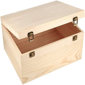 Grande boîte à souvenirs <span class=keywords><strong>en</strong></span> bois avec couvercle à charnières, serrure rétro, <span class=keywords><strong>en</strong></span> pin naturel non fini, pour le bricolage, les bijoux - Product Image 5