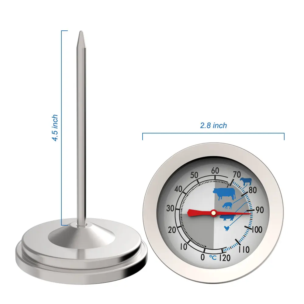 Panggil Besi Tahan Karat Probe Daging Grill Makanan Memasak BBQ Thermometer