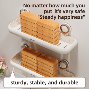 Étagère de salle de bain à <span class=keywords><strong>ventouse</strong></span>, support mural sans perçage pour toilettes, lavabo et gel <span class=keywords><strong>douche</strong></span> - Product Image 5