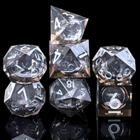 Ensemble de dés DND en résine à cœur liquide argenté doux et lavande, à bords tranchants, 7 pièces, polyédriques, pour jeux de rôle, Dungeons & Dragons, Pathfinder, RPG