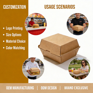 Caja de Papel Kraft Marrón para Hamburguesas con Tapa para Llevar, Envases de Alimentos Resistentes a la Grasa de Alta Calidad para Entrega a Domicilio - Product Image 2