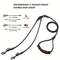 NOVIPET Laisse Rétractable Double Robuste Anti-Nœuds pour Chien, Personnalisable, en PVC Étanche, Double Crochet Durable pour la Promenade de Deux Animaux