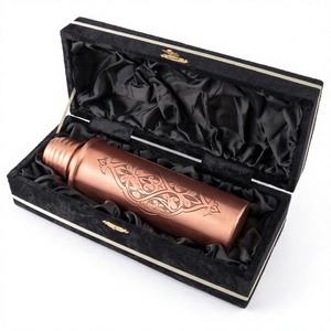 Vedela Naturals <b>Metal</b> Copper Novelty <b>Water</b> <b>Bottle</b> with Oriental Engraving Portable Travel Drinkware for Business Gifts - Product Image 3