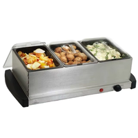 Chauffe-Plats Électrique Antronic 3x2.5L en Acier Inoxydable, Plateau Isotherme pour Buffet Domestique