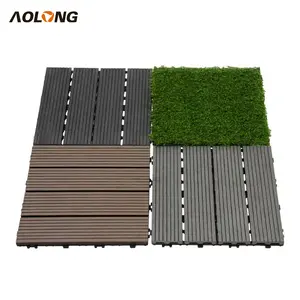 AOLONG Diy Deck Tiles Wpc Outdoor Flooring Cheap Price Chocolate And Reddish Brown Hollow Decking 300 X 300 WPC Decking