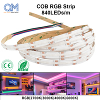 Tira de Luces LED RGB COB de Venta Directa de Fábrica RAYMATES, 12 V, Flexible, Fácil Instalación, Cortable, para Iluminación Decorativa