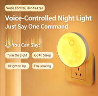 Veilleuse intelligente créative à commande vocale avec capteur de lumière pour chambre à coucher, sommeil, allaitement de bébé, protection des yeux, type à brancher, lampe lune