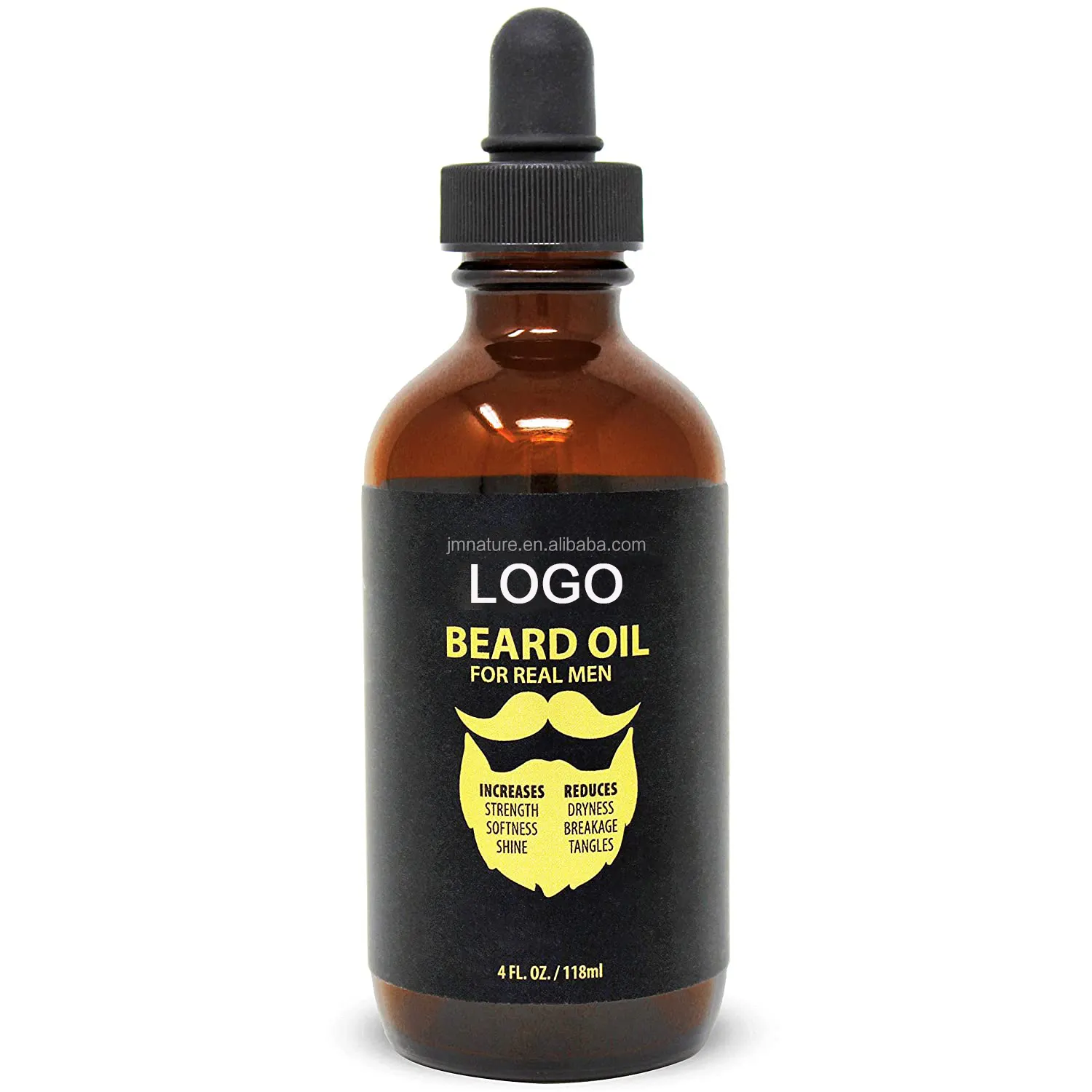 Huile de barbe biologique OEM avec huile de Jojoba, soins de moustache pour hommes noirs, croissance des cheveux