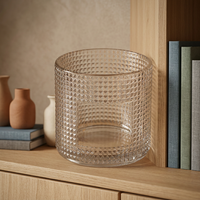 Porte-bougies en verre côtelé, pot à bougie de luxe, porte-bougies en verre coloré, coupelle à bougie en verre à fond rond pour la fragrance d'intérieur