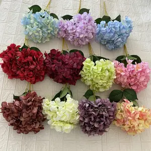 5 हेड गुलदस्ता बहु रंग कपड़े रेशम के fax हाइड्रेanges फूलों कृत्रिम शादी की सजावट