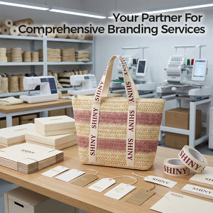 Sac fourre-tout élégant en paille tressée <span class=keywords><strong>bicolore</strong></span> avec grande capacité et fermeture éclair pour les courses quotidiennes, la plage et les voyages - Product Image 6