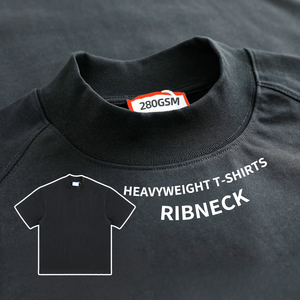 T-shirt da uomo 100% cotone 280gsm personalizzata con collo a costine, vestibilità oversize, effetto distressed e lavaggio acido per un <span class=keywords><strong>look</strong></span> ampio - Product Image 1