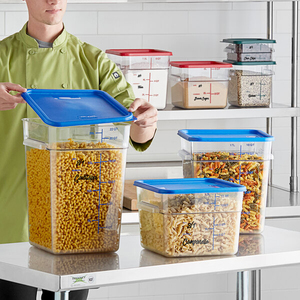 Clear Square Polycarbonate Food <b>Storage</b> Container and Multicolored Lid Set - Product Image 2