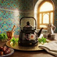 Bouilloire à thé vintage arabe en émail, forme cloche, anti-fuite, bouilloire à ébullition, pot en émail traditionnel