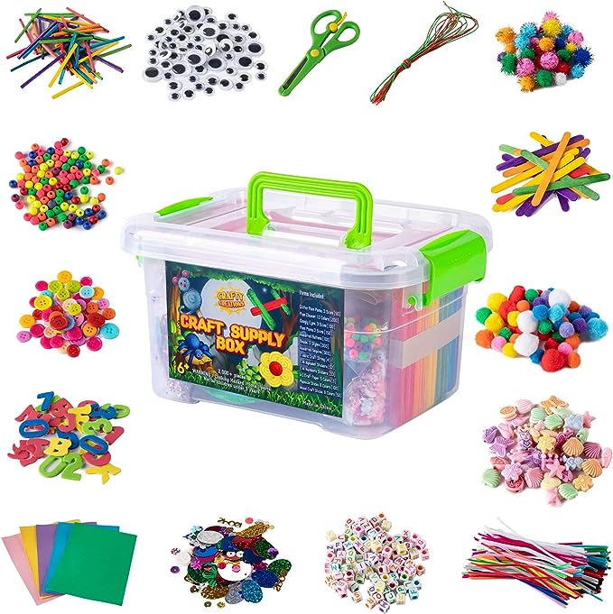 2000 Peças Arts & Crafts suprimentos Kit Box Para Crianças Incluindo Pipe Cleaner PomPom bin para kids & adults diy