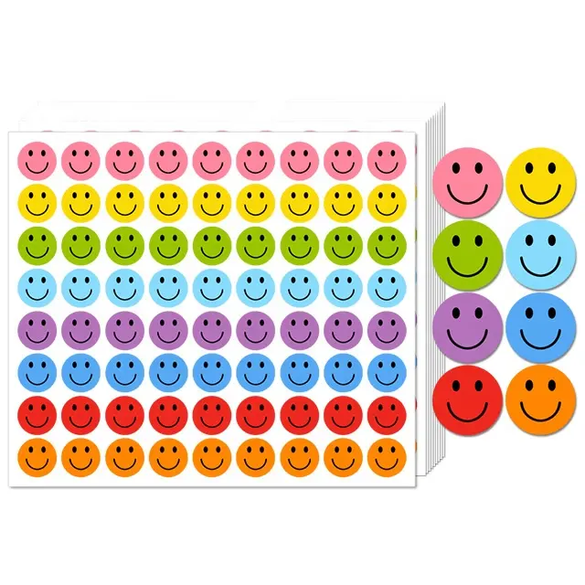 Happy Face Sticker Label 1800 Stuks 1In Cirkel Waterdicht Plakvel Voor Kinderen Beloning Grafiek Smile Stickers